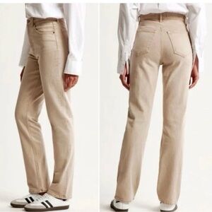 Abercrombie & Fitch the 90s Curve Love High Rise Beige Straight Leg Jeans 10/30